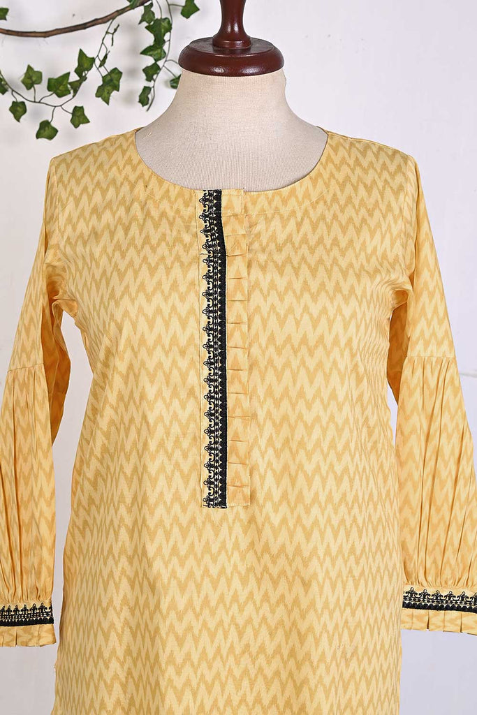 P-42-22-Yellow - Zell Frock - Cambric Embroidered Kurti
