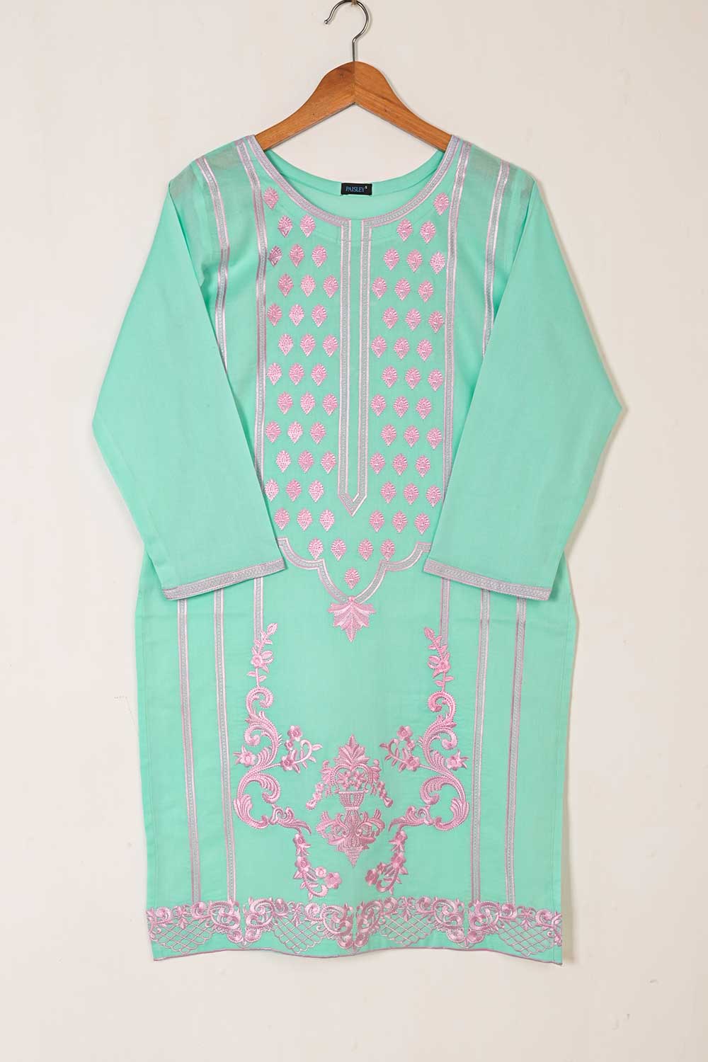 P-54-22-SeaGreen - Florence - Cambric Embroidered Kurti