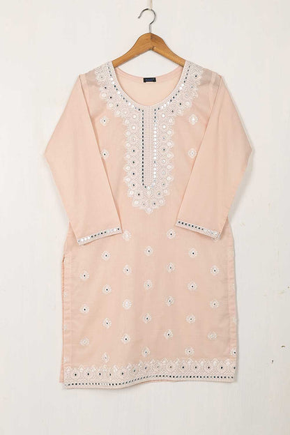 P-38-22-Peach - All Over Sequence - Cambric Embroidered Kurti