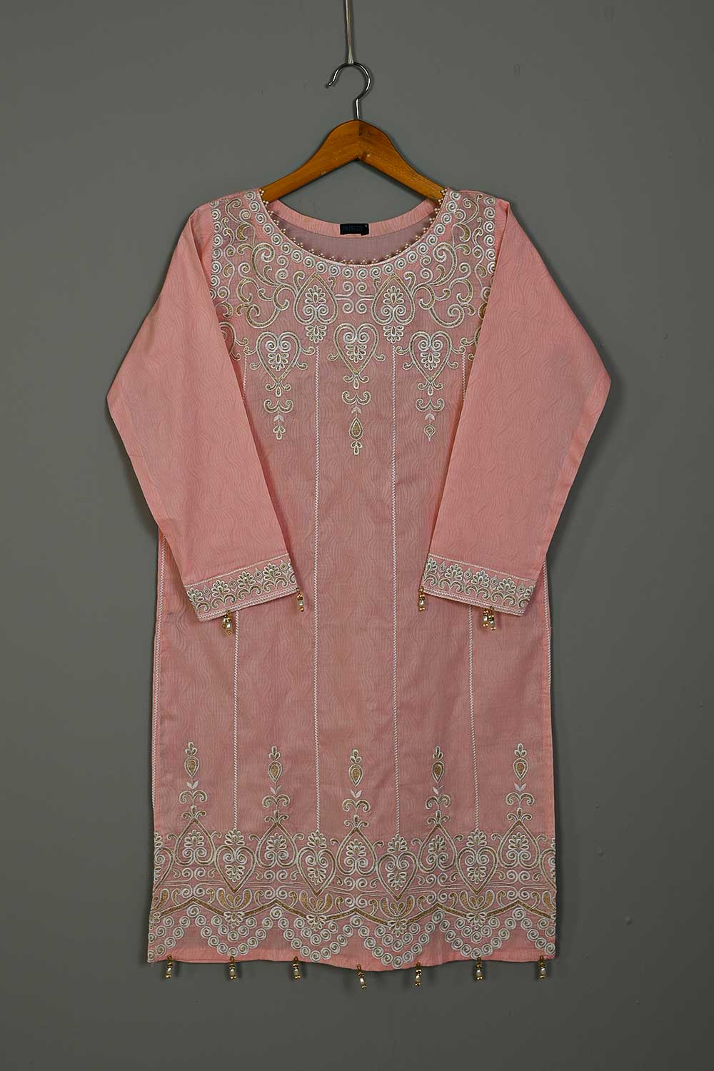 P-27-21-Pink - Heart - Cambric Embroidered Kurti