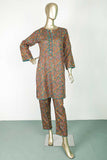 P-89-22-Rust - Viscose Button | 2Pc Cambric Printed Shirt With Printed Trouser