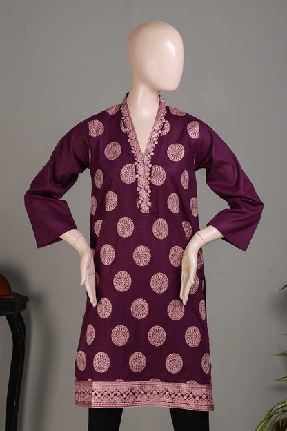 P-81-21-Purple - PY-04 - Cambric Embroidered Kurti