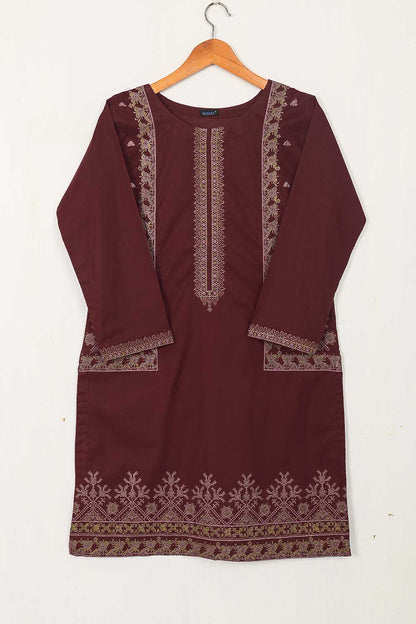 P-45-22-Maroon - Stonage - Cambric Embroidered Kurti