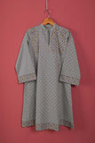 (P-67-21-Grey) - Cotton Printed & Embroidered Frock