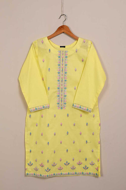 P-91-21-Yellow - PY-14 - Cambric Embroidered Kurti