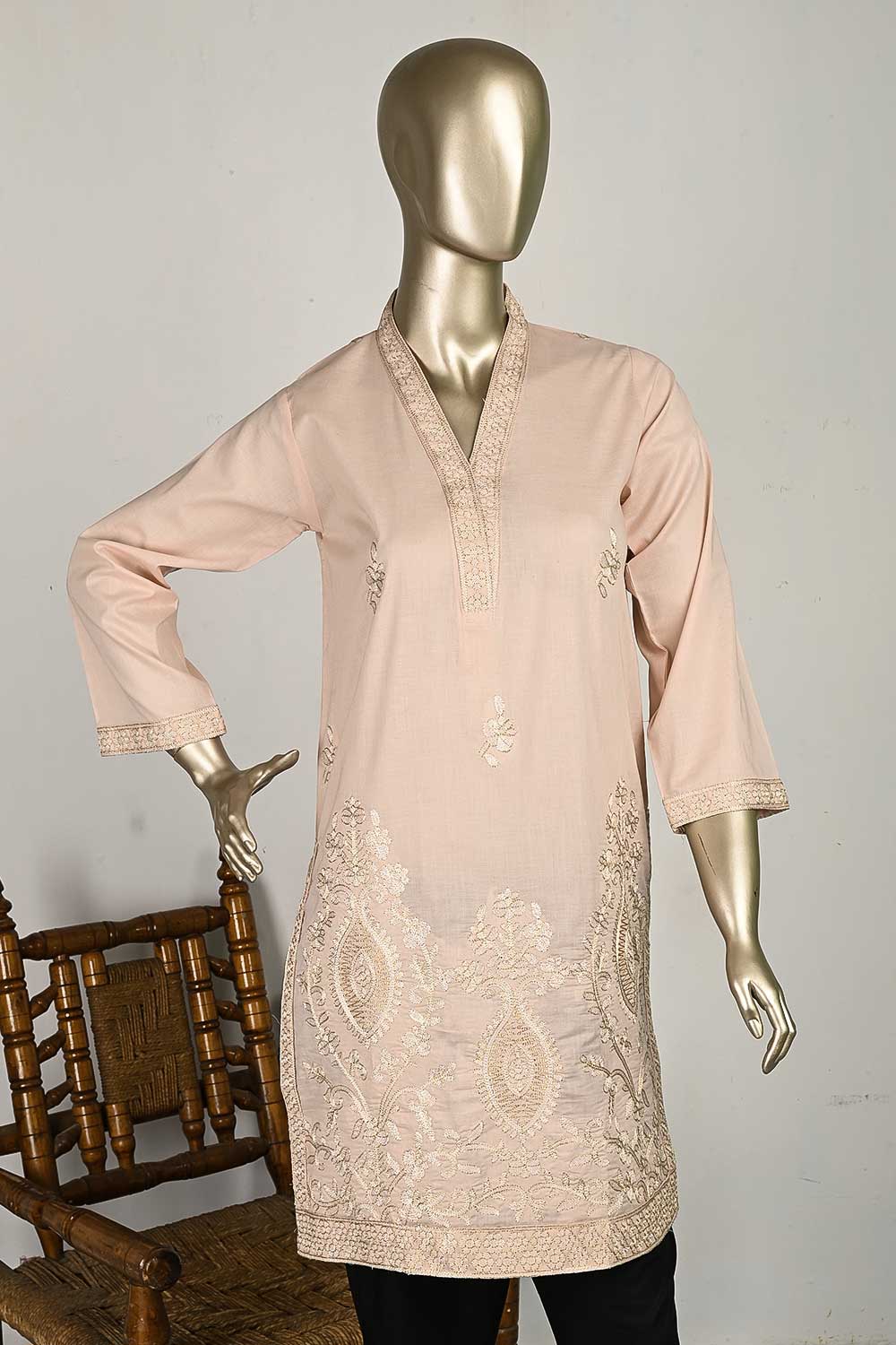 P-72-22-Peach - Toss - Cambric Embroidered Kurti