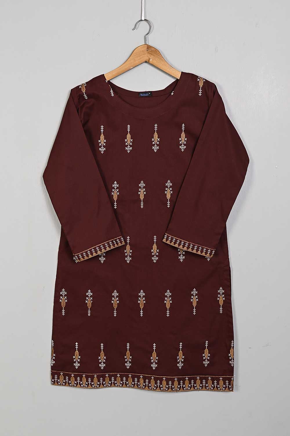 P-35-22-Maroon - Downward - Cambric Embroidered Kurti