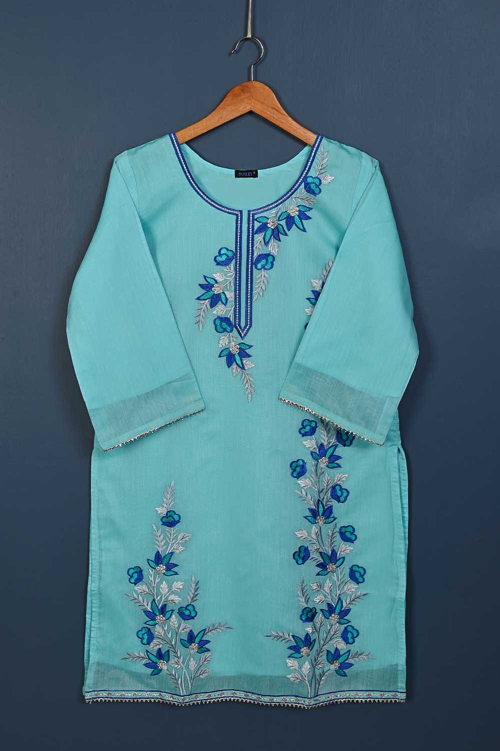 P-102-21-LightBlue - Serendipity - Paper Cotton Embroidered Kurti