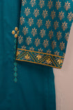 Cambric Embroidered & Printed Kurti - Flower Pot - (P-250-19-Blue)