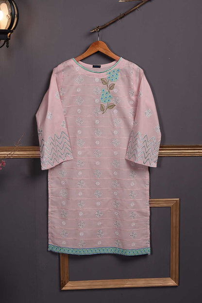 Cambric Embroidered & Printed Kurti – Triangle (P-247-19-Pink)