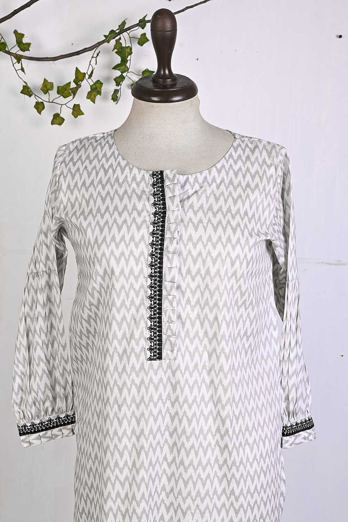 P-42-22-White - Zell Frock - Cambric Embroidered Kurti