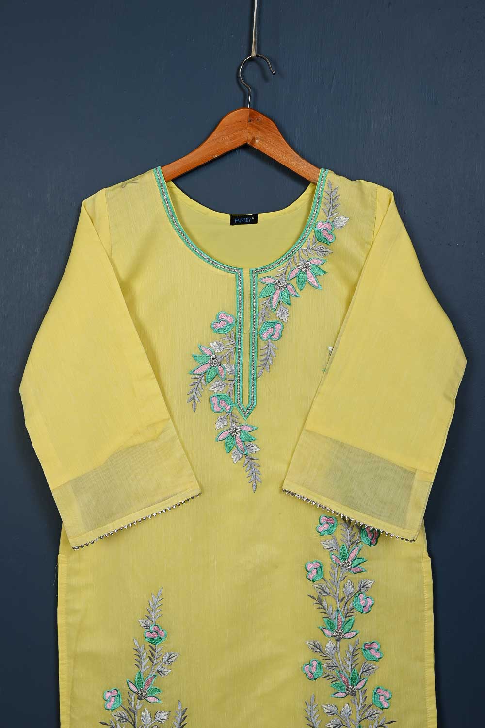 P-102-21-Yellow - Serendipity - Paper Cotton Embroidered Kurti