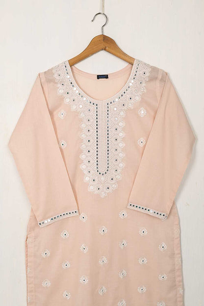 P-38-22-Peach - All Over Sequence - Cambric Embroidered Kurti