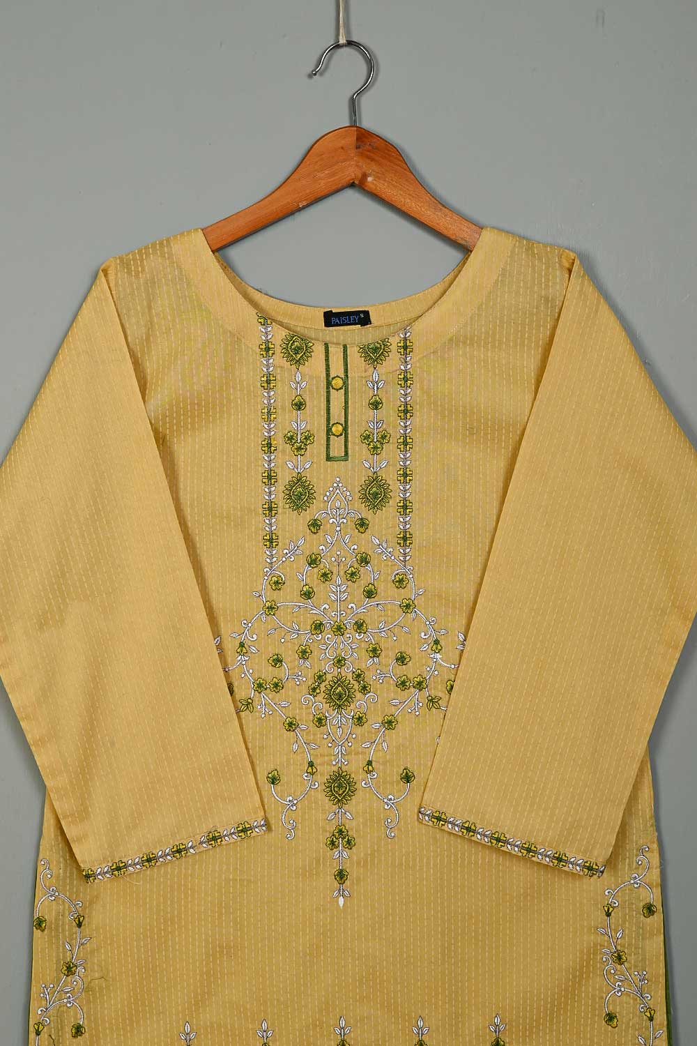 P-118-21-GoldenLemon - Luke - Cambric Embroidered Kurti