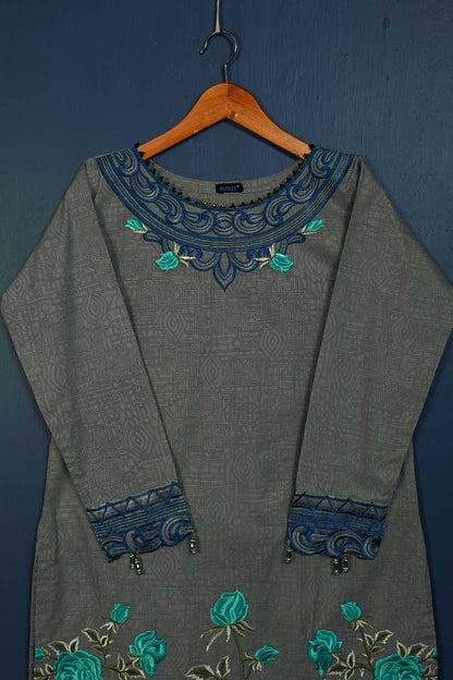 P-111-21-Grey - Invert - Cambric Embroidered Kurti