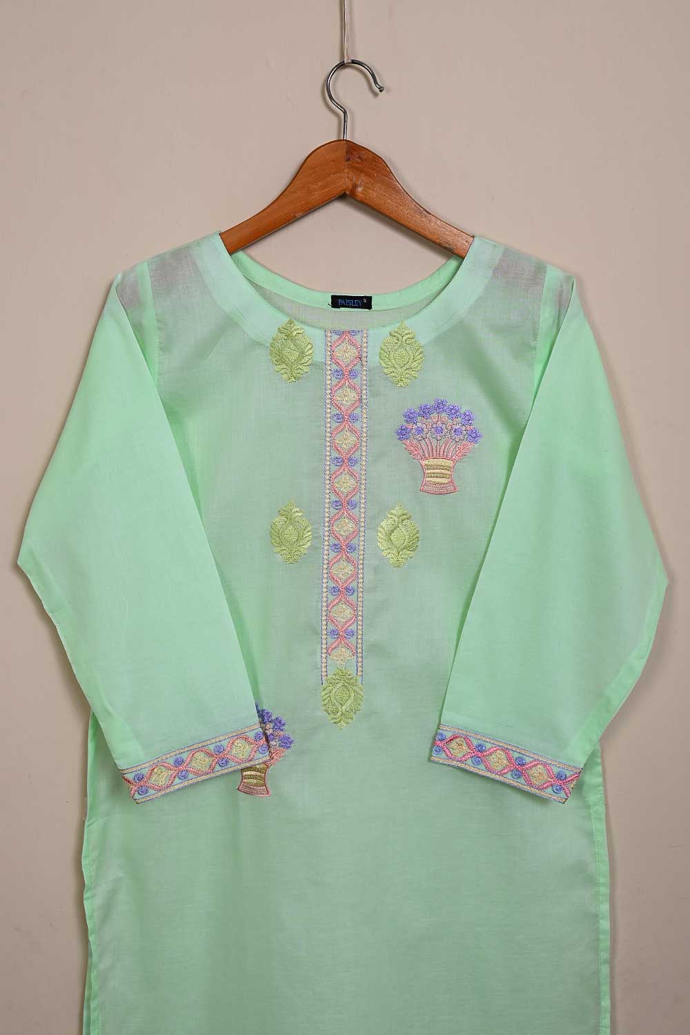 P-86-21-AquaGreen - PY-09 - Cambric Embroidered Kurti