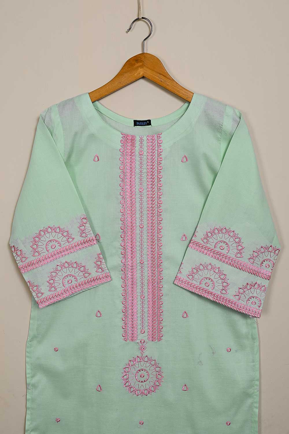 P-78-21-LightGreen - PY-01 - Cambric Embroidered Kurti