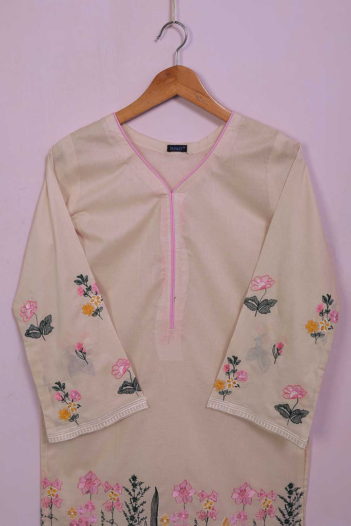 Piping Shirt (P-74-21-T.Pink) - Cambric Printed & Embroidered Kurti