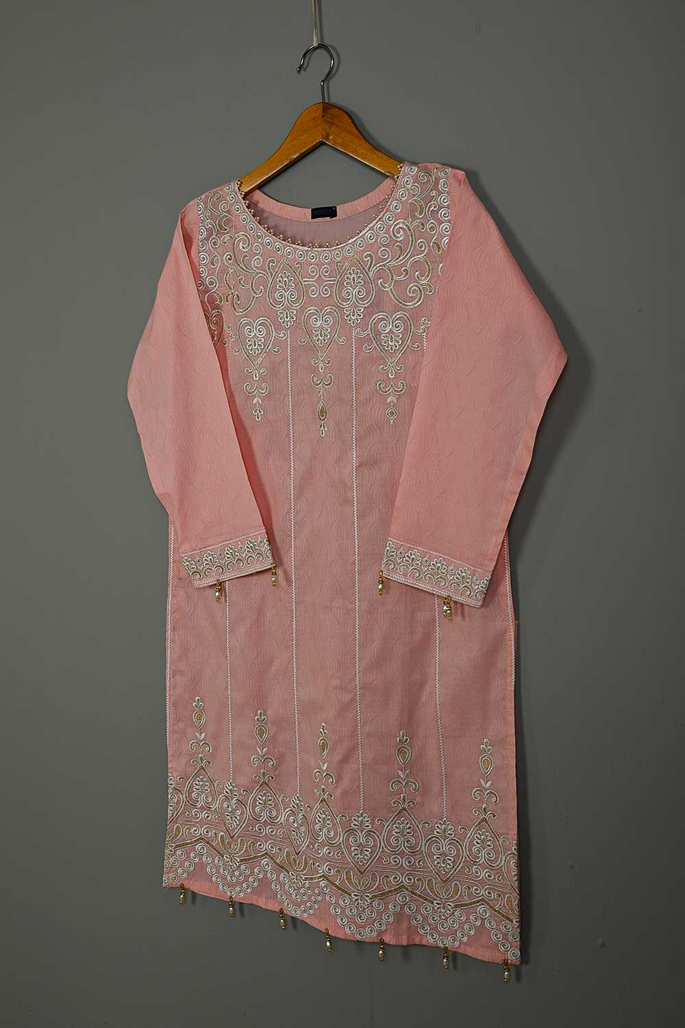 P-27-21-Pink - Heart - Cambric Embroidered Kurti