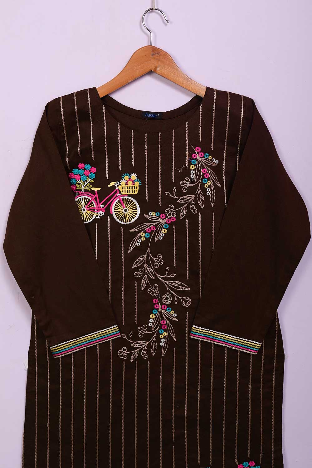 Kali Cycle (P-70-21-Brown) - Cambric Printed & Embroidered Kurti