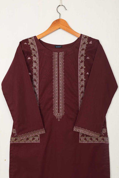 P-45-22-Maroon - Stonage - Cambric Embroidered Kurti