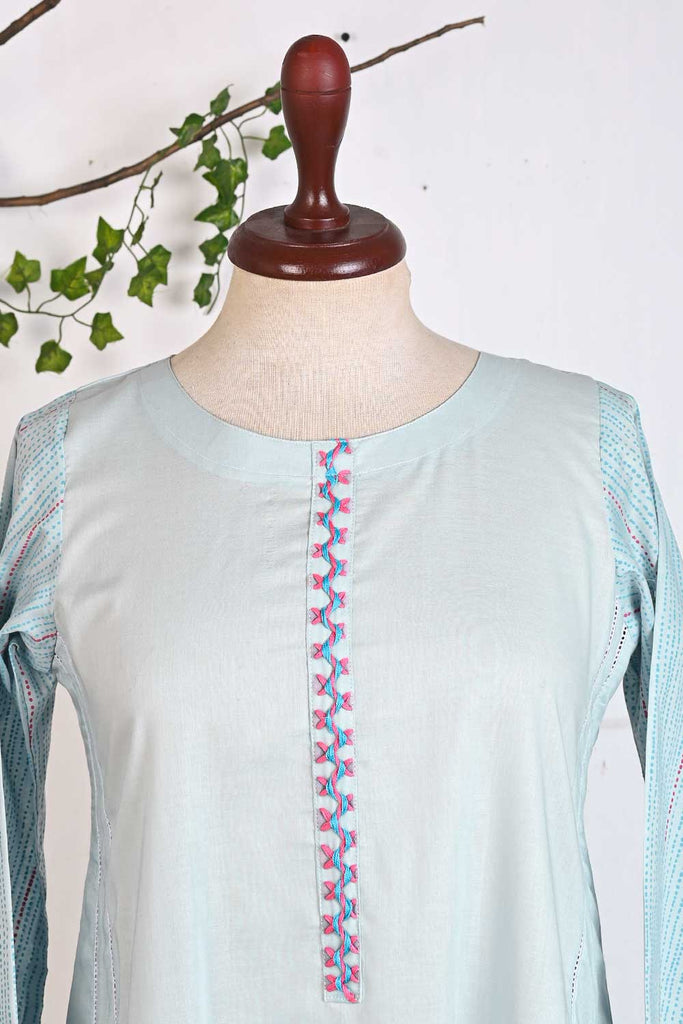 P-41-22-SkyBlue - Lace Frock - Cambric Embroidered Kurti