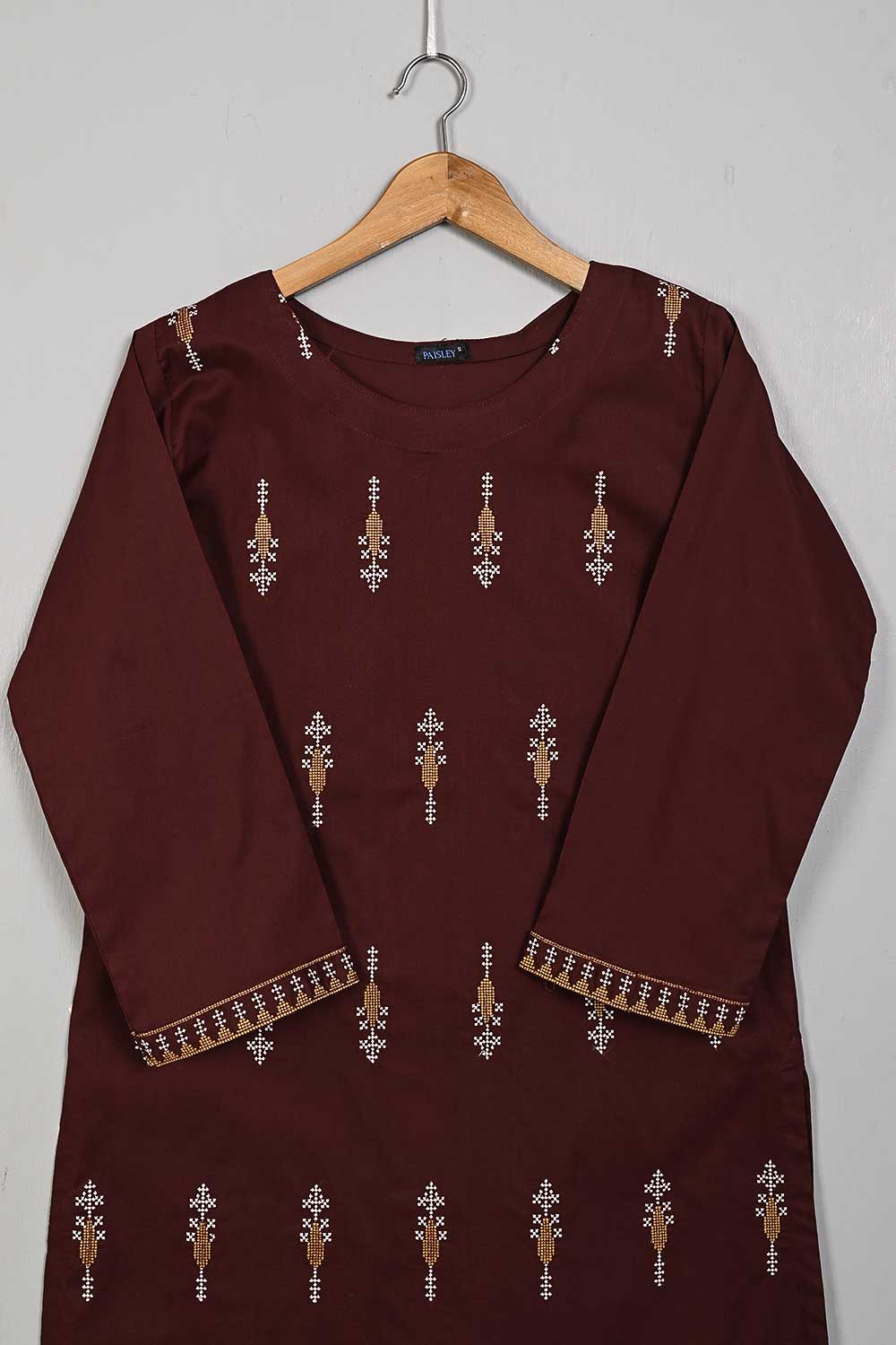 P-35-22-Maroon - Downward - Cambric Embroidered Kurti