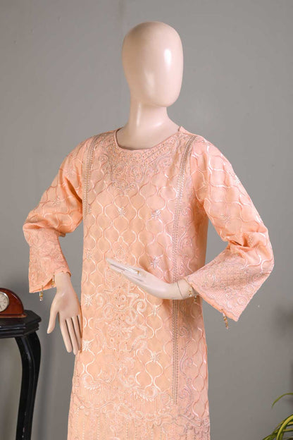 P-28-21-Peach - Stove - Cambric Embroidered Kurti