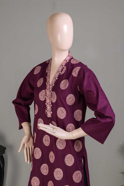 P-81-21-Purple - PY-04 - Cambric Embroidered Kurti