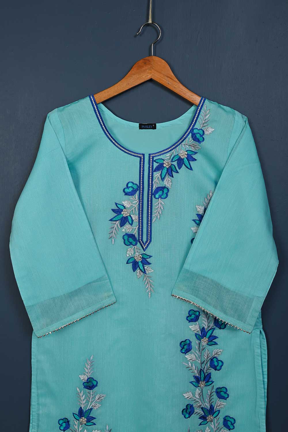 P-102-21-LightBlue - Serendipity - Paper Cotton Embroidered Kurti