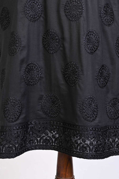 P-81-21-Black - PY-04 - Cambric Embroidered Kurti