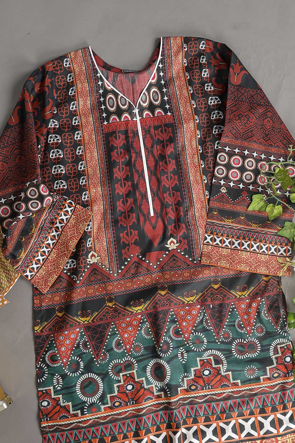 Cambric Printed Kurti - K&T Digital 1 (P-KTD1-21-RedMaroon)