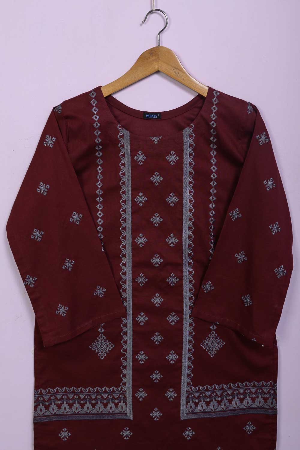 2 Corner (P-75-21-Kaleji) - Cambric Printed & Embroidered Kurti