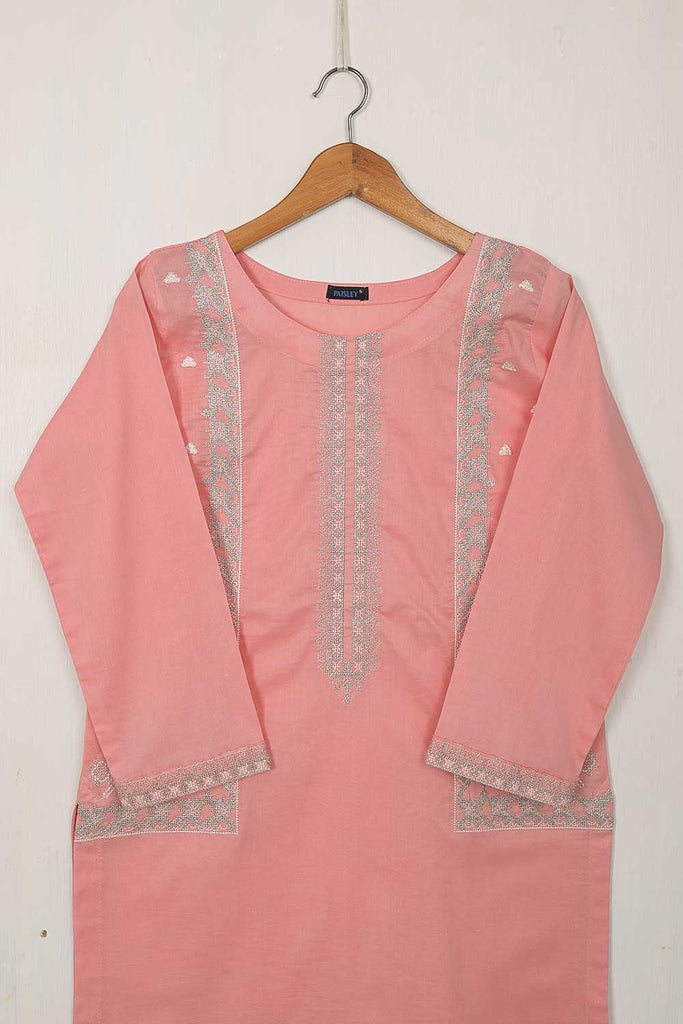 P-45-22-Pink - Stonage - Cambric Embroidered Kurti