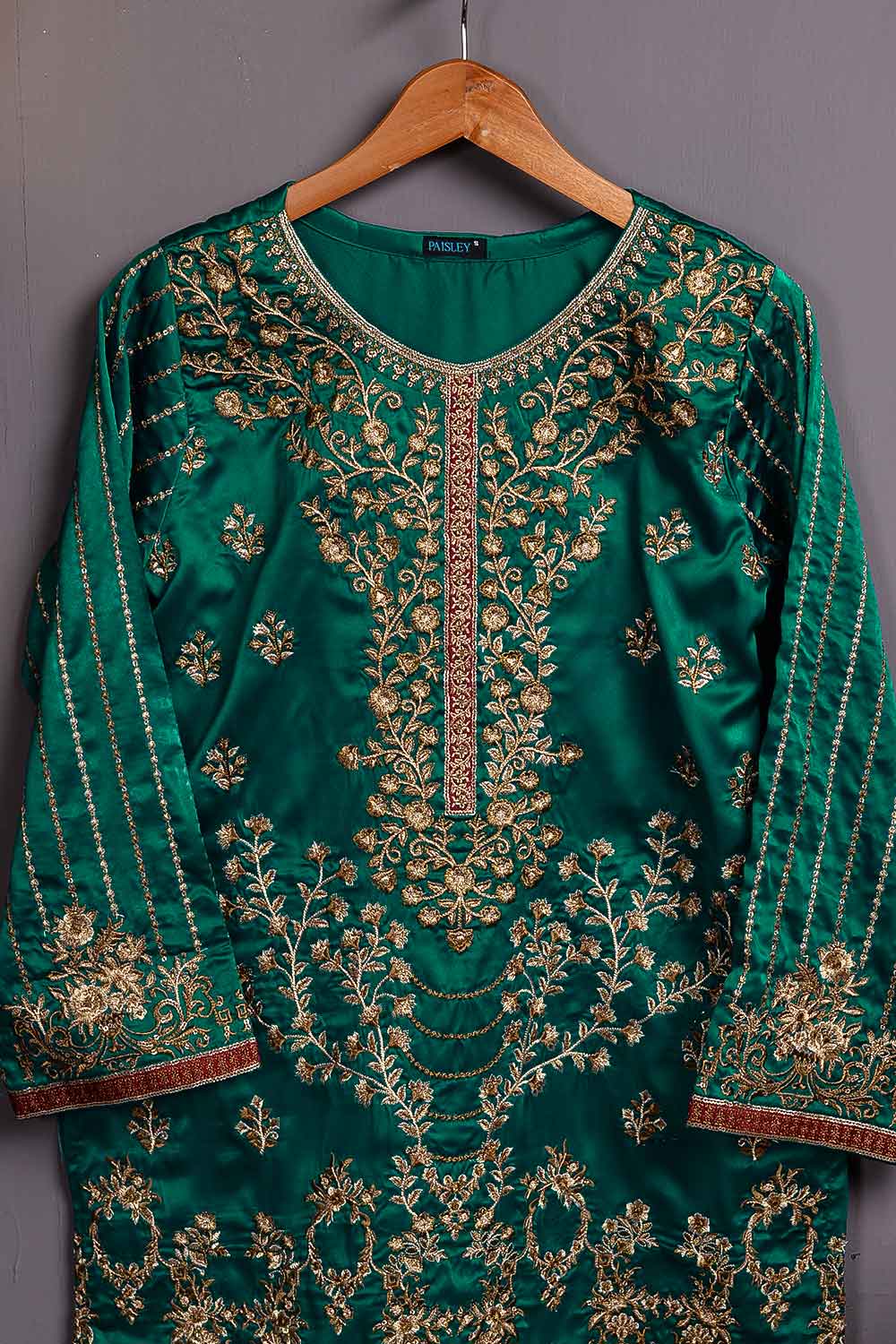 Silk Embroidered Kurti - Forrest (P-20-20-GREEN)