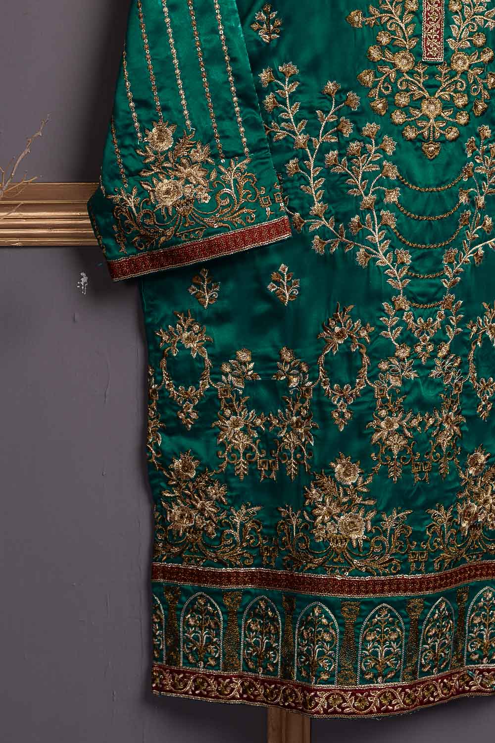 Silk Embroidered Kurti - Forrest (P-20-20-GREEN)