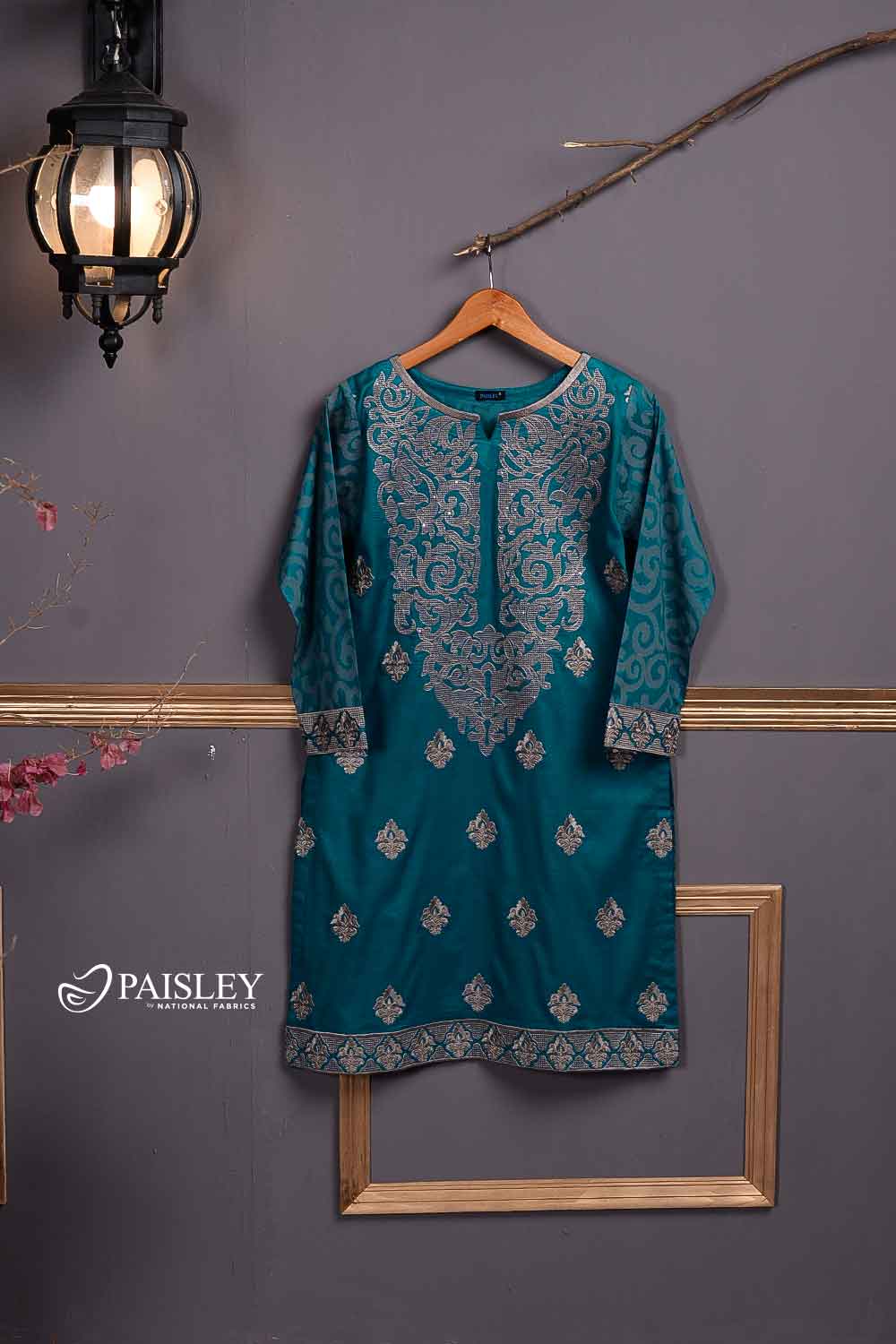 Cambric Embroidered & Printed Kurti – Hustle (P-224-19-B)