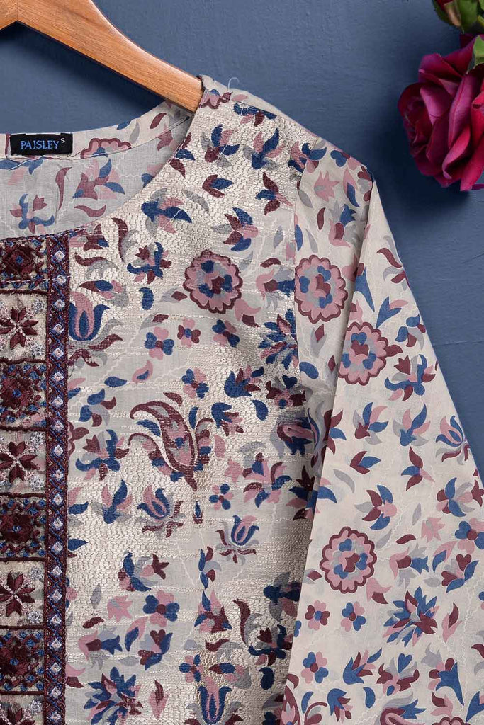 Cambric Printed & Embroidered Kurti - KIWI (P-209-19-Skin)