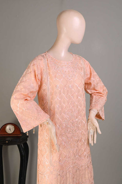 P-28-21-Peach - Stove - Cambric Embroidered Kurti