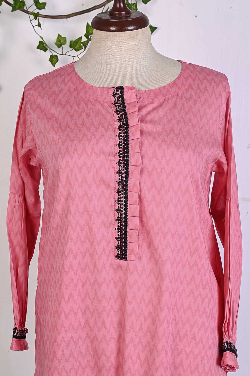 P-42-22-Pink - Zell Frock - Cambric Embroidered Kurti