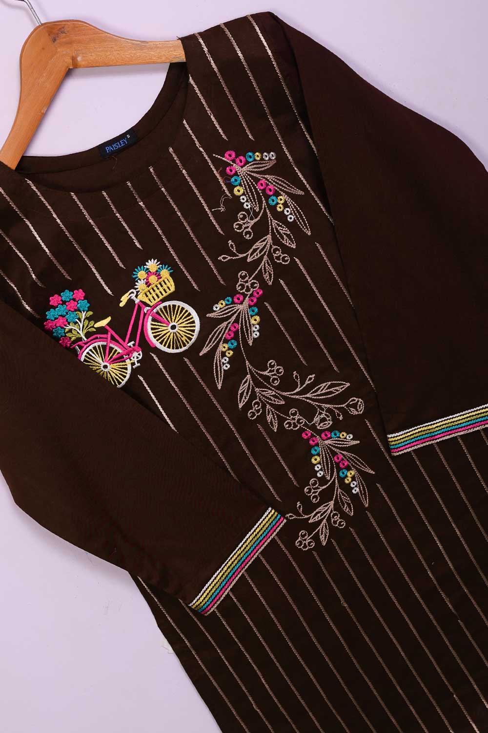 Kali Cycle (P-70-21-Brown) - Cambric Printed & Embroidered Kurti