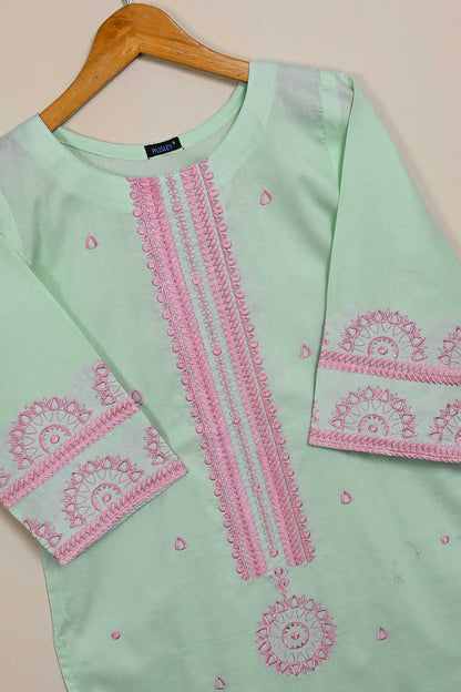 P-78-21-LightGreen - PY-01 - Cambric Embroidered Kurti