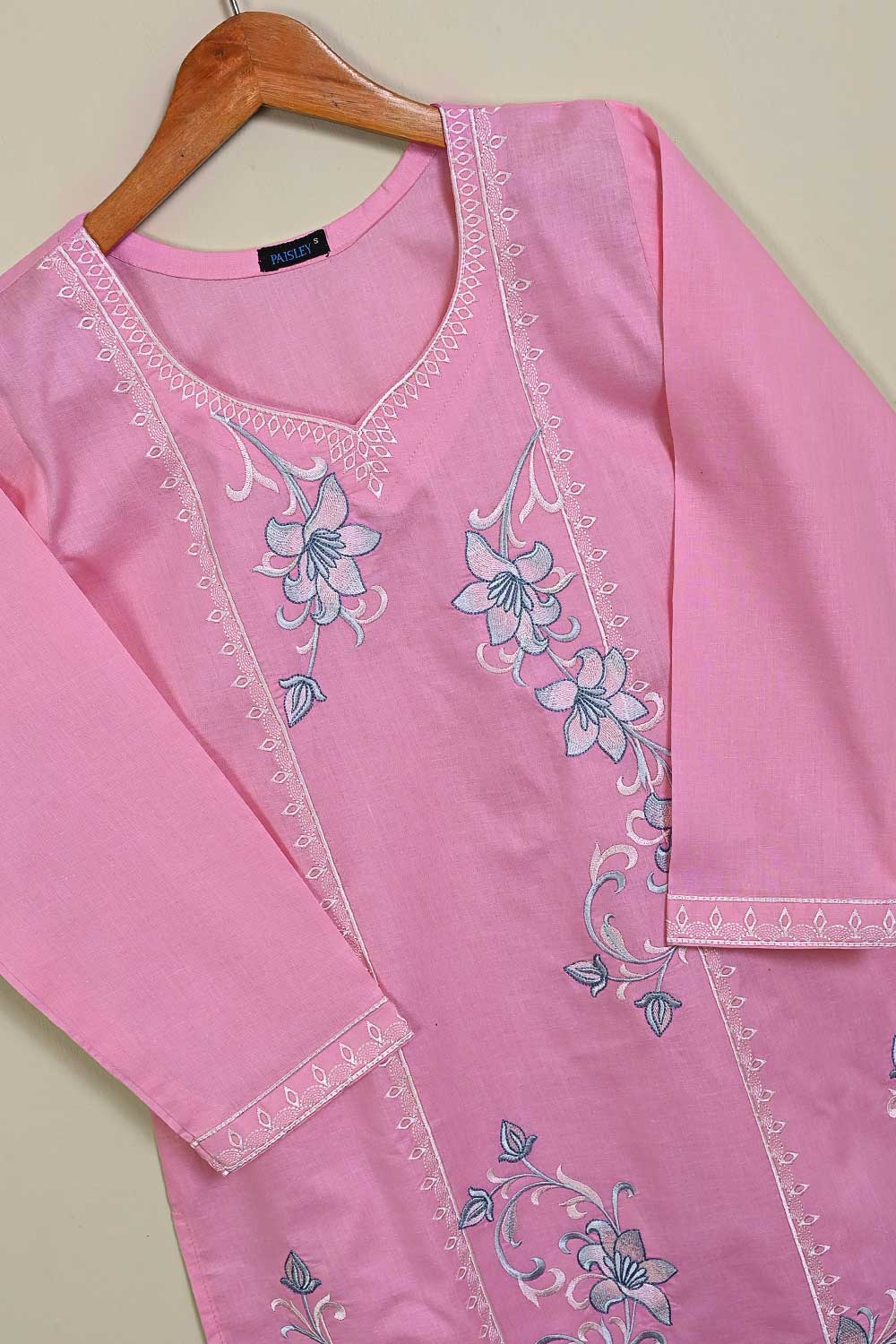 P-97-21-Pink - PY-20 - Cambric Embroidered Kurti