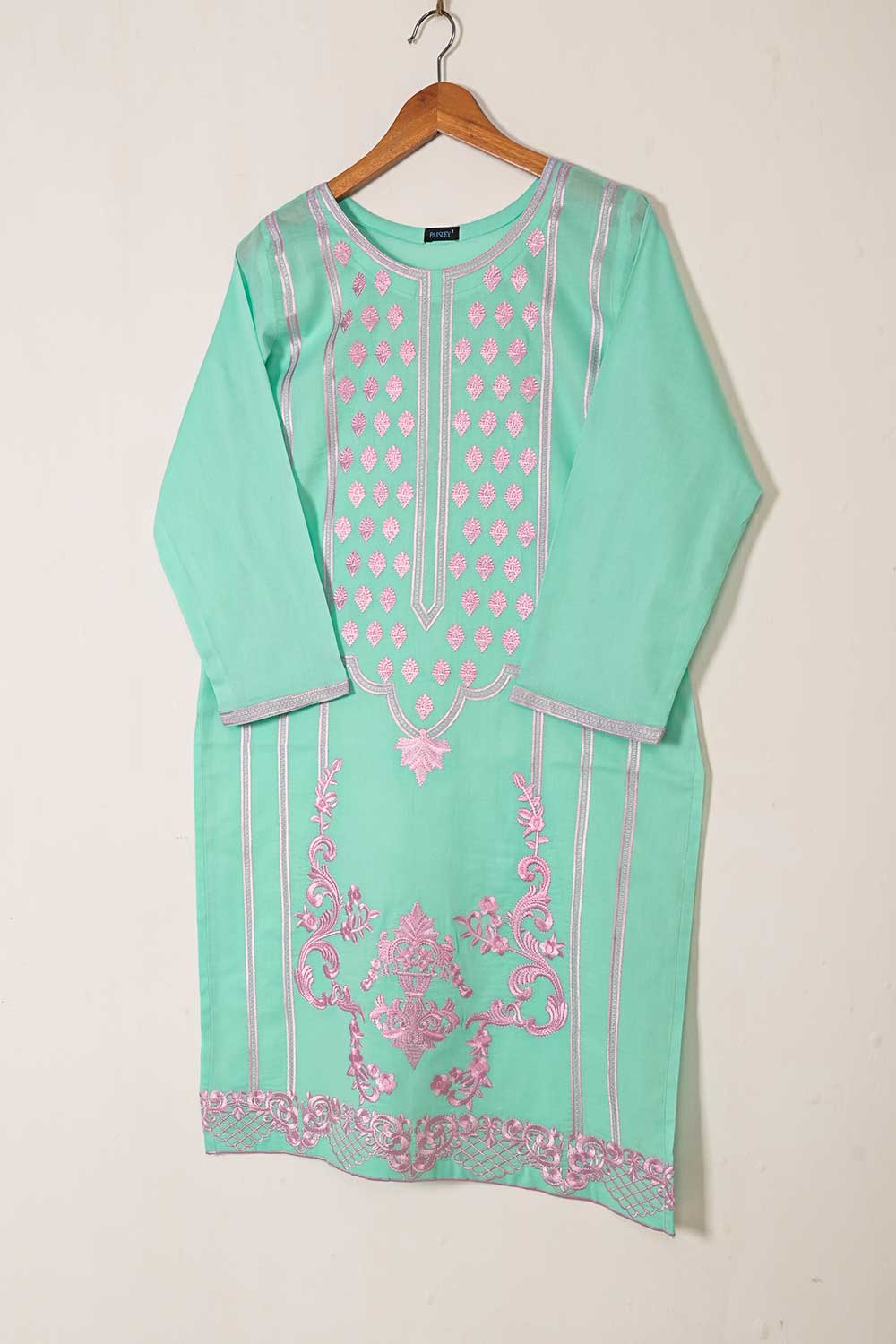 P-54-22-SeaGreen - Florence - Cambric Embroidered Kurti