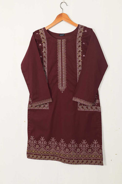 P-45-22-Maroon - Stonage - Cambric Embroidered Kurti