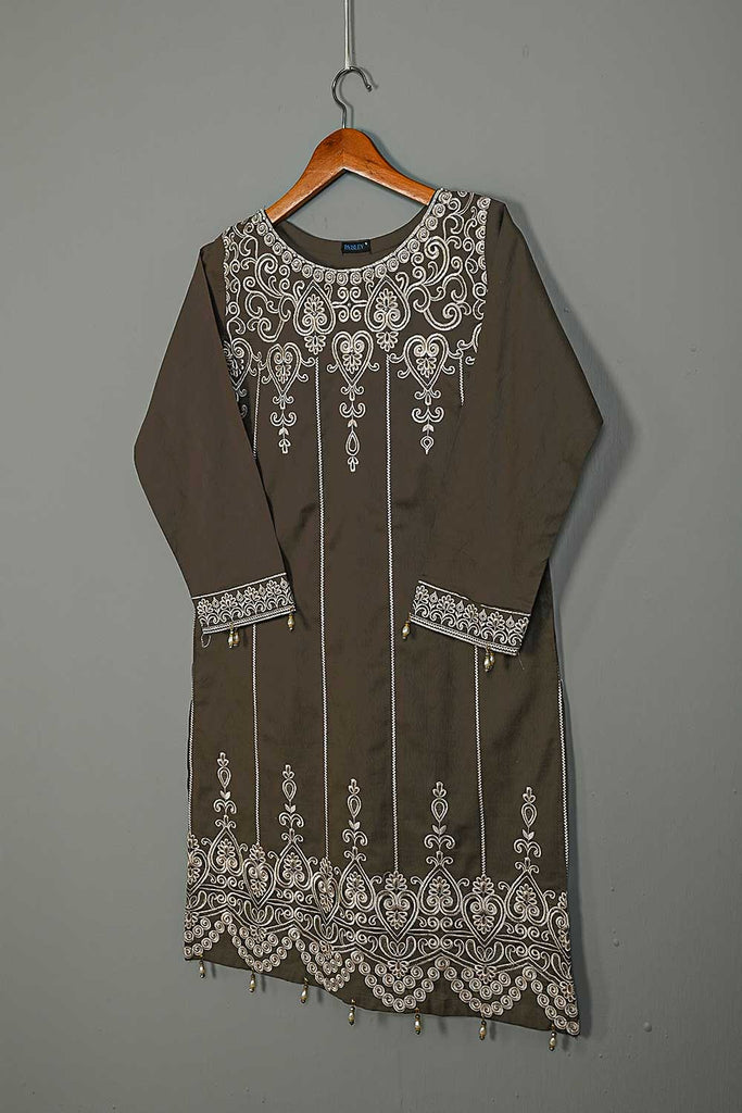 P-27-21-Grey - Heart - Cambric Embroidered Kurti