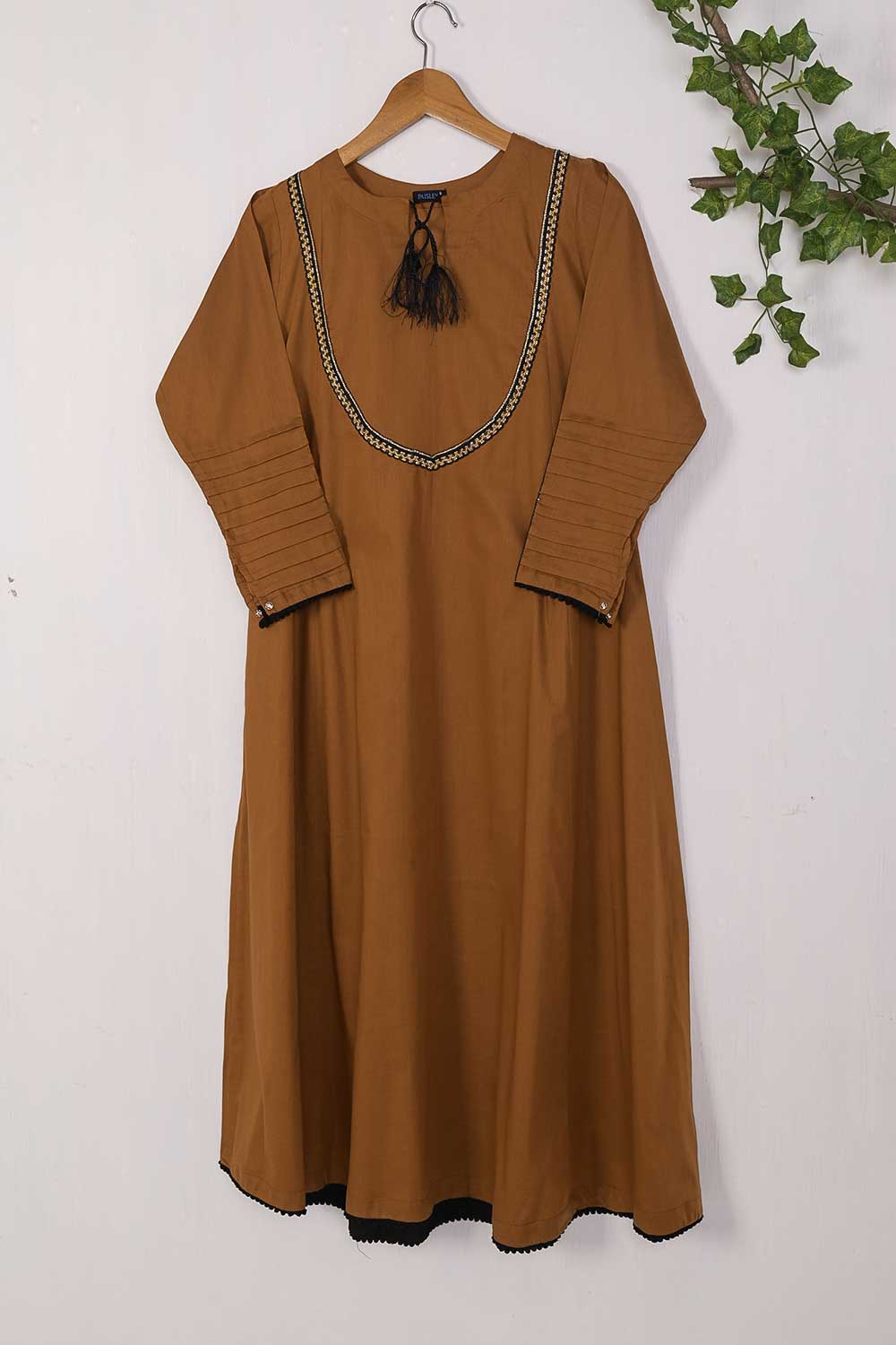 LT-16D-Brown - Daisy - Cotton Stitched Frock