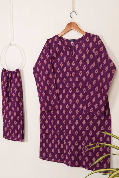 P-52-22-Purple - Co-ord set 2Pc (Leaf Print) | 2Pc Cambric Printed Shirt With Printed Trouser