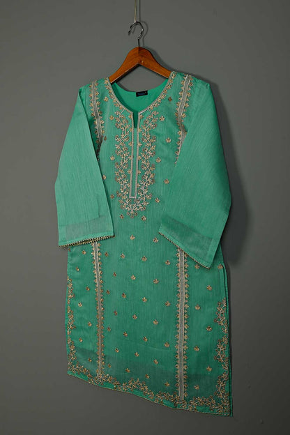 P-104-21-Sea Green - Paper Cotton 5 - Paper Cotton Embroidered Kurti