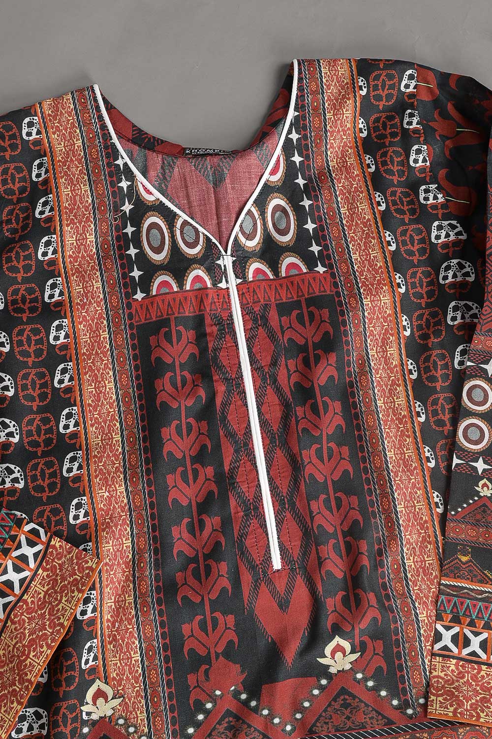 Cambric Printed Kurti - K&T Digital 1 (P-KTD1-21-RedMaroon)